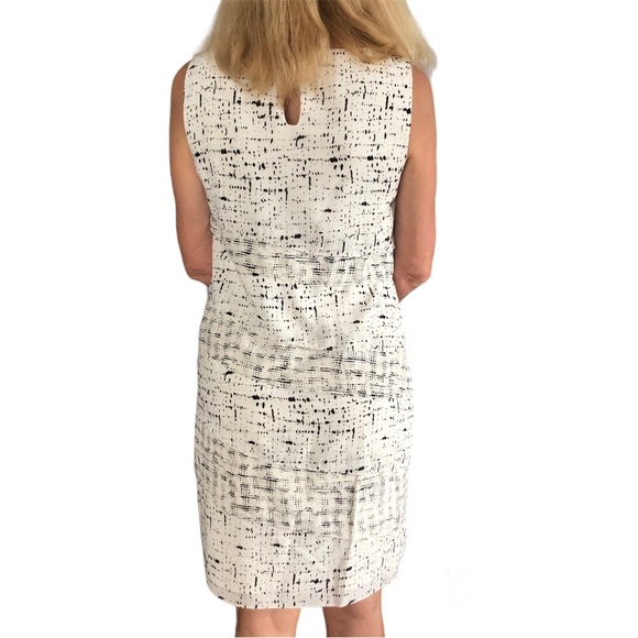 Ann Taylor white with black splash patterns sleeveless dress lined washable Sz 8 - Picture 3 of 5